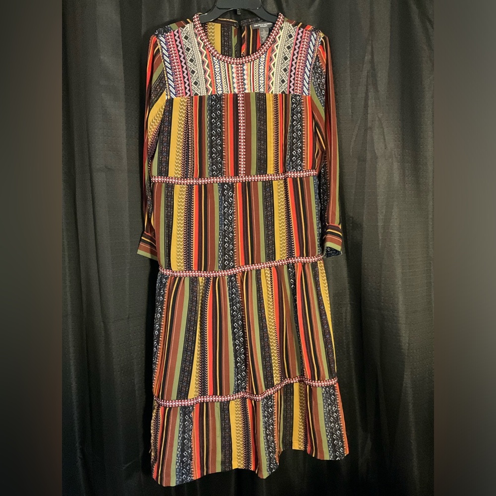 Chelsea & Theodore Red Orange Sundress with Bishop Sleeves